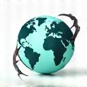 A globe with an arrow pointing to a new region.